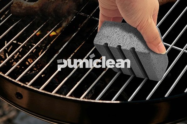 griddle cleaning block in use on commercial grill