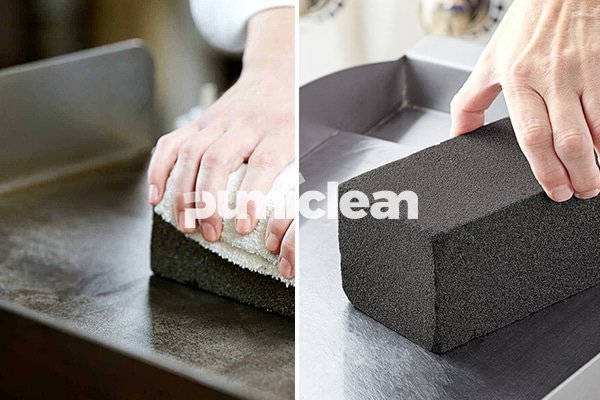 flat top grill cleaning brick removing grease