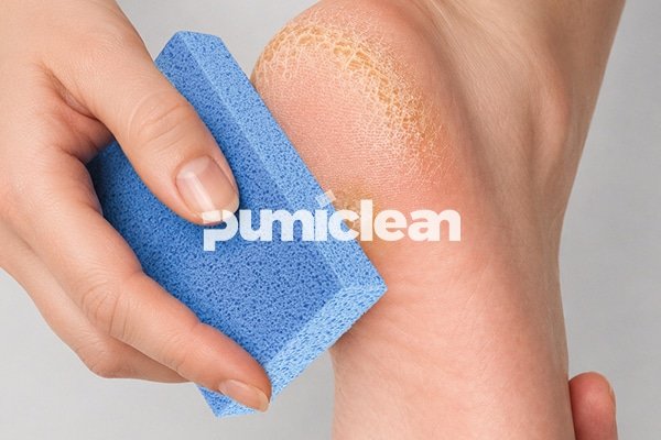Pumice stone application scene for callus removal